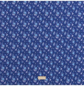 Tissu coton bleu petites fleurs bleues
