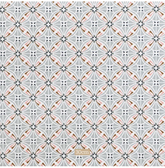 Tissu coton Enduit géométrique gris brun