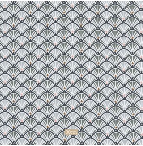 Tissu coton Enduit éventails gris