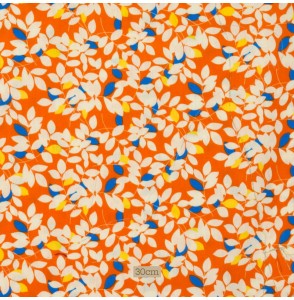 Tissu coton orange fleuri