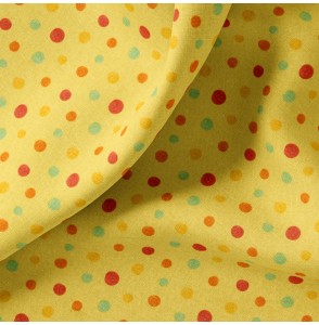 Tissu-coton-jaune-Pois-multicolores