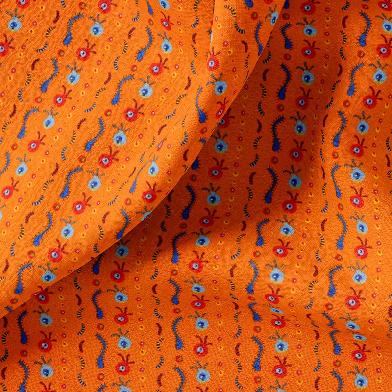 Tissu-coton-orange-Mini-monstres