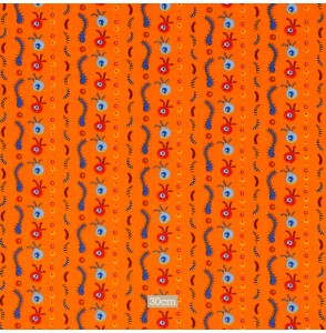 Tissu coton orange Mini-monstres