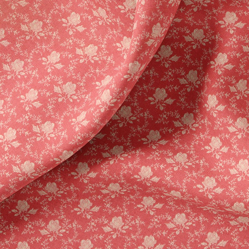 Tissu-coton-vieux-rose-fleuri