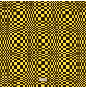 Tissu coton jaune Effet d'optique noir