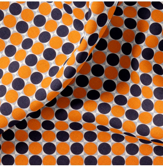 Tissu-coton-orange-Géométrique