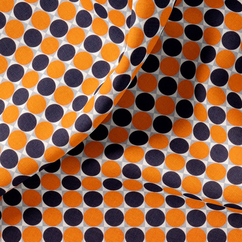 Tissu-coton-orange-Géométrique