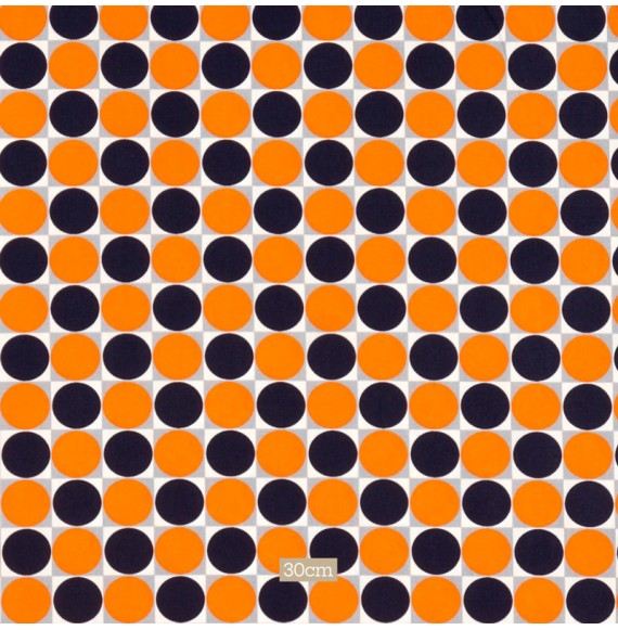 Tissu coton orange Géométrique