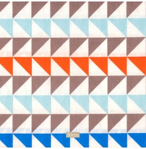 Tissu 280cm coton blanc Triangle bleu orange