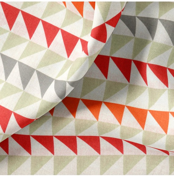Tissu-280cm-coton-blanc-Triangle-rouge-orange