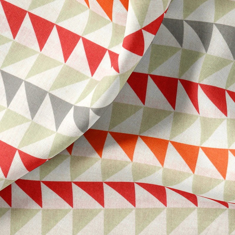 Tissu-280cm-coton-blanc-Triangle-rouge-orange