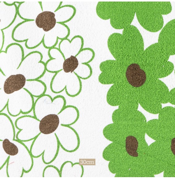 Tissu éponge vintage fleurs vertes