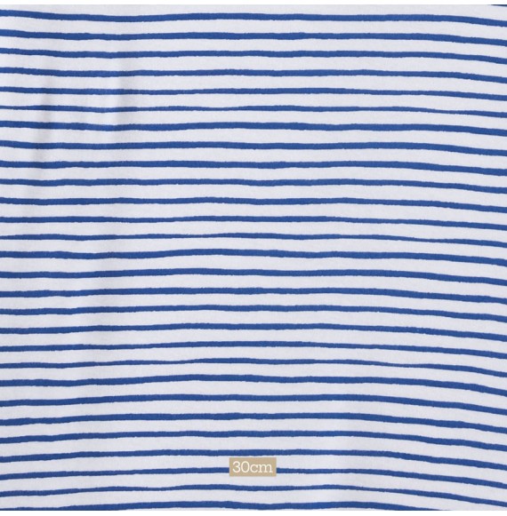 Tissu jersey ligne imprimée bleu