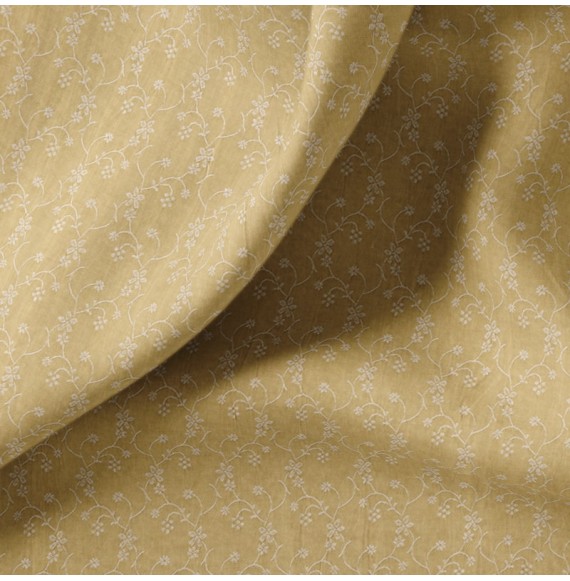 Tissu-coton-jacquard-fleuri-beige