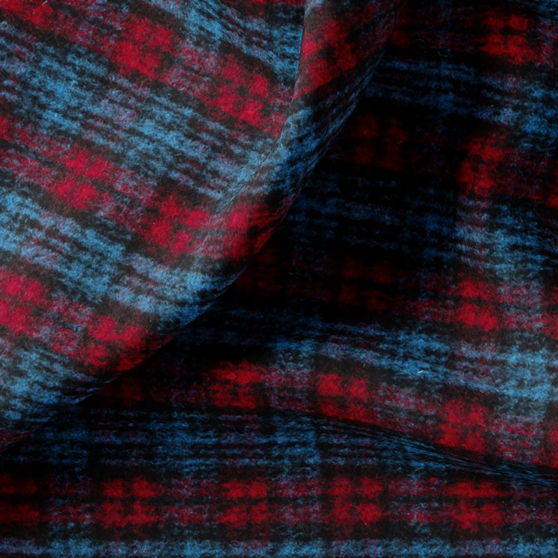 Tissu-laine-bouillie-carreaux-pétrole-rouge