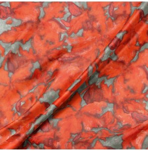 Tissu-twill-de-soie-vintage-fleur-rouge