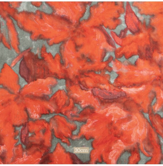 Tissu twill de soie vintage fleur rouge