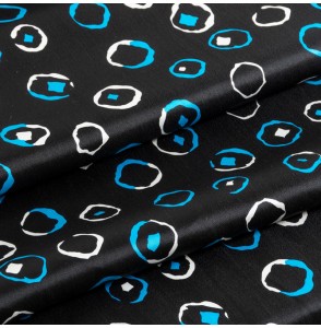 Tissu-twill-de-soie-vintage-noir-motif-bleu