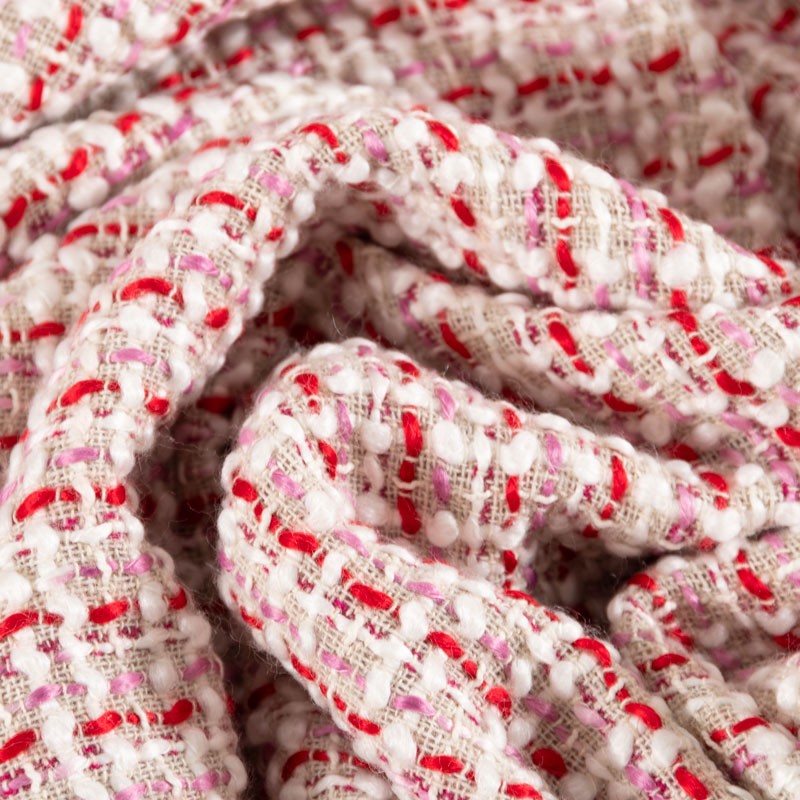 Tissu-tweed-blanc-rouge