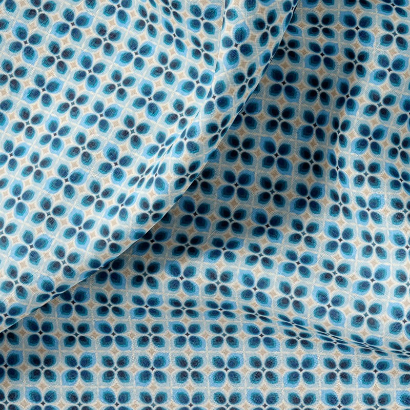 Tissu-coton-bleu-Géométrique