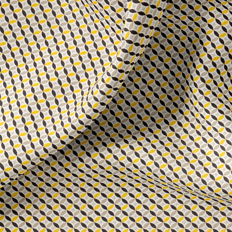 Tissu-coton-blanc-motifs-jaunes-gris-noirs