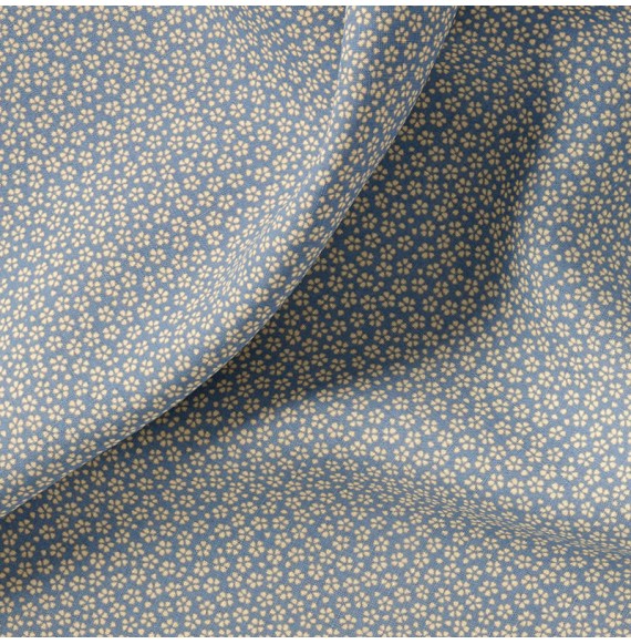 Tissu-coton-bleu-fleuri