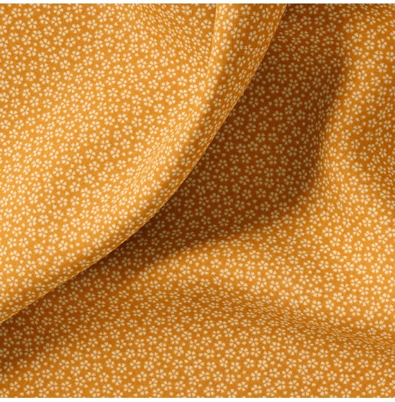 Tissu-coton-ocre-fleuri