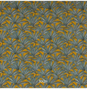 Tissu coton jaune feuilles