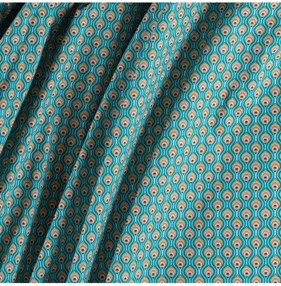 Tissu-coton-paon-turquoise