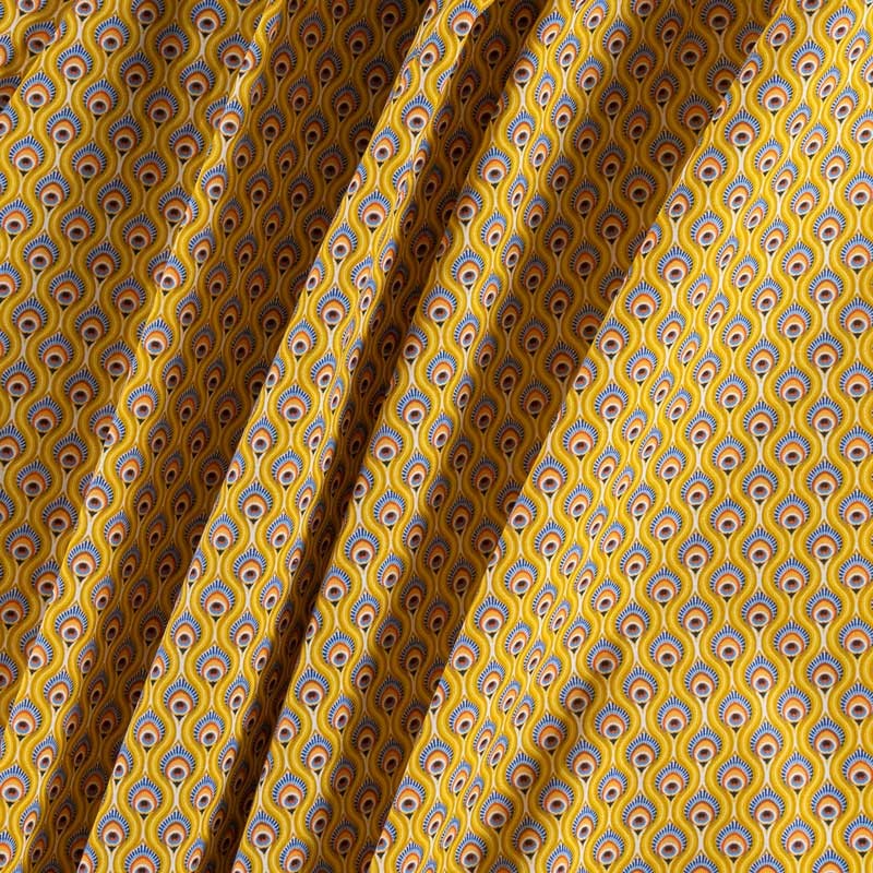 Tissu-coton-paon-jaune
