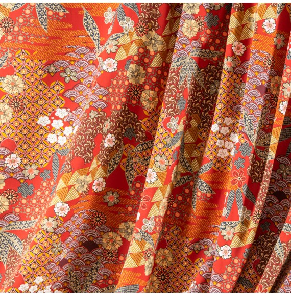 Tissu-viscose-rouge-motifs-japonais