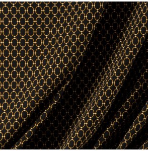 Tissu-viscose-noir-géometrique-or