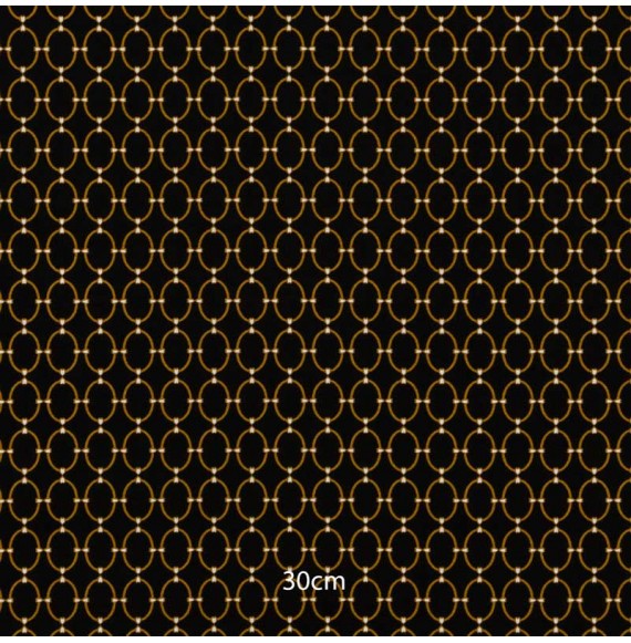 Tissu viscose noir géometrique or