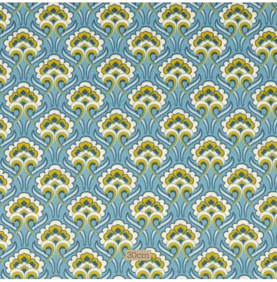 Tissu coton turquoise Art Nouveau