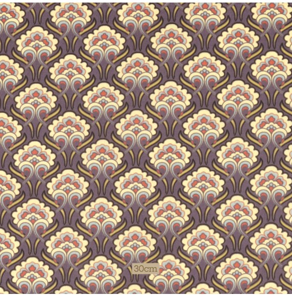 Tissu coton aubergine Art Nouveau