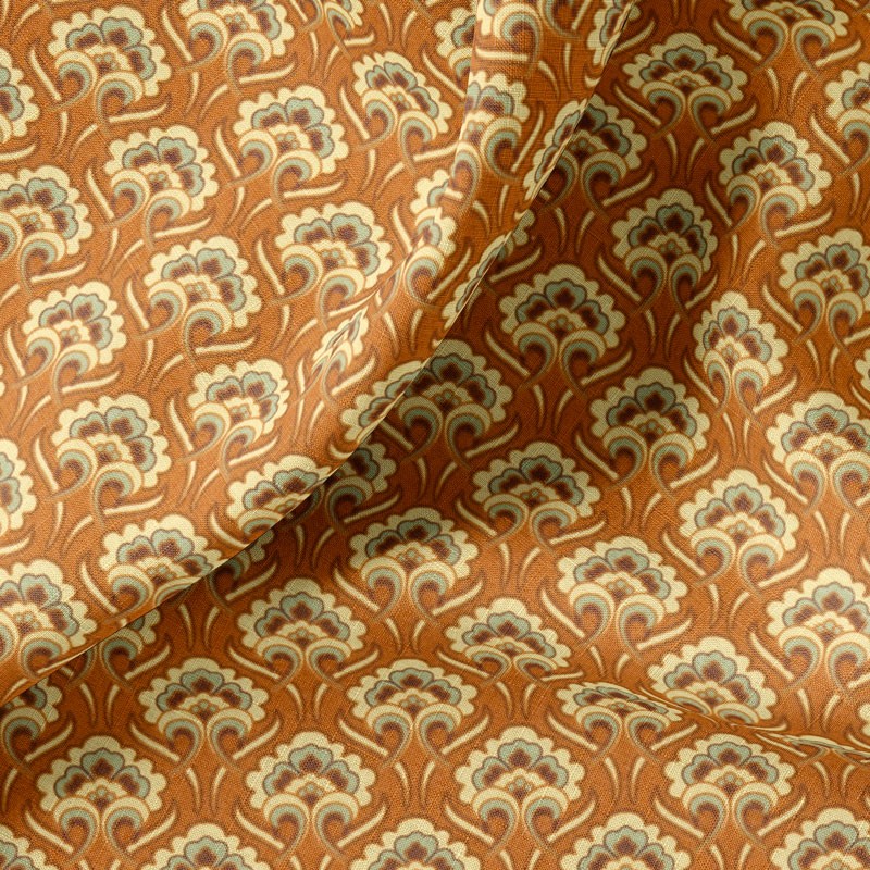 Tissu-coton-rouille-Art-Nouveau
