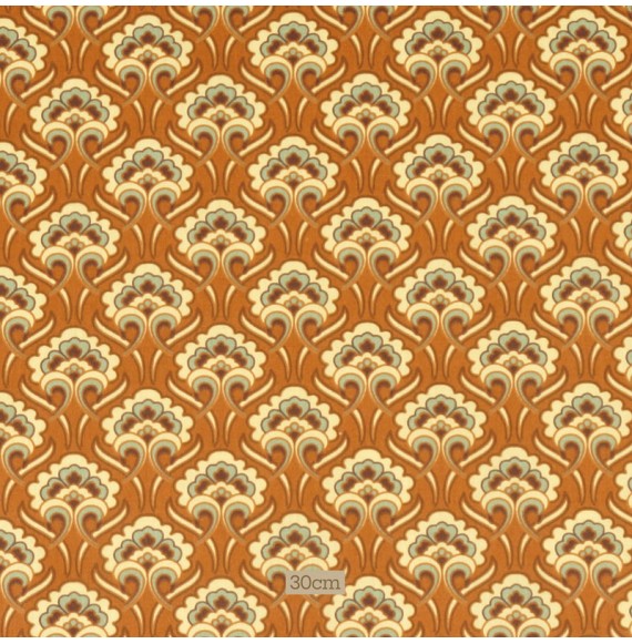 Tissu coton rouille Art Nouveau