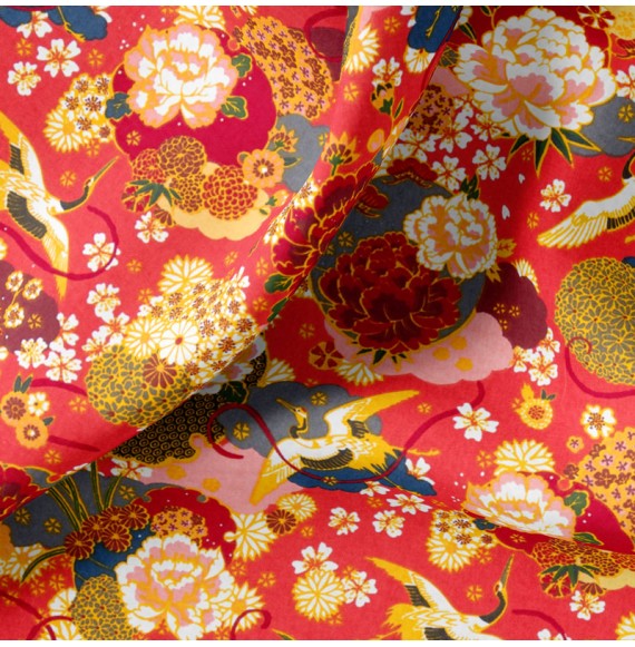 Tissu-coton-corail-motif-japonais