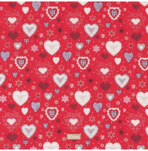 Tissu coton rouge joli cœur