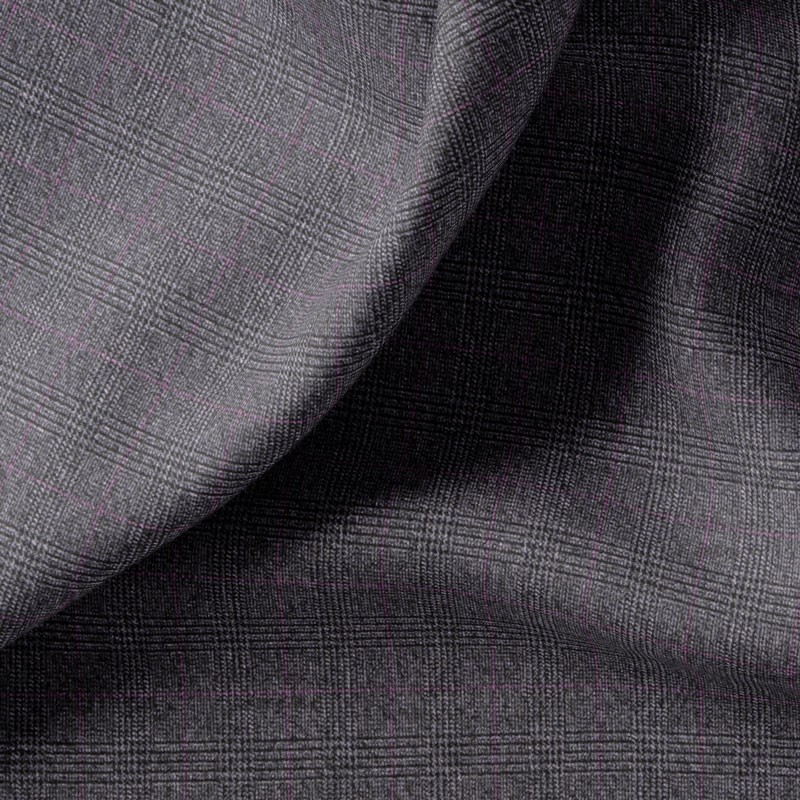 Tissu-carreaux-tweed-léger-gris-rose-stretch