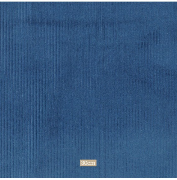 Tissu velours côtelé bleu indigo
