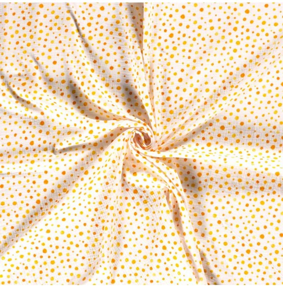 Tissu-tetra-double-gaze-blanc-cassé-pois-orange