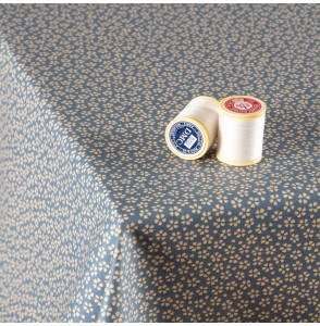 Tissu-coton-Enduit-bleu-fleuri