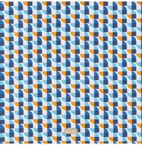 Tissu coton géométrique vintage bleu