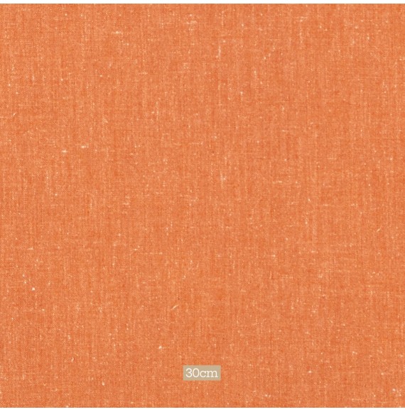 Tissu chiné aspect lin orange