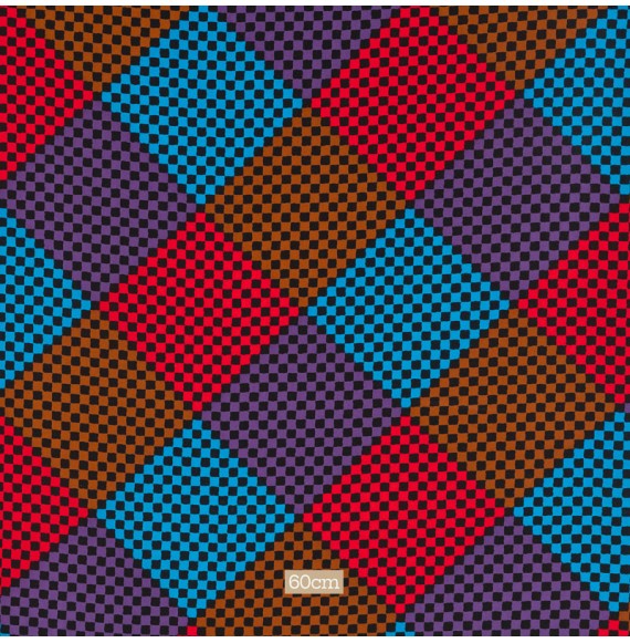 Tissu crêpe soie vintage géométrique multicolore