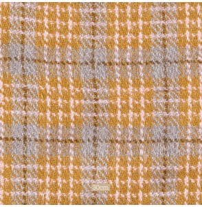 Tissu tweed vintage laine ocre gris carreaux