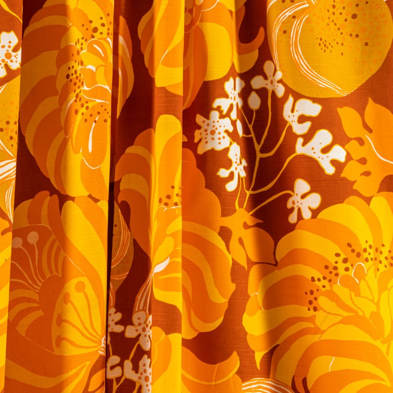 Tissu-vintage-fleuri-orange