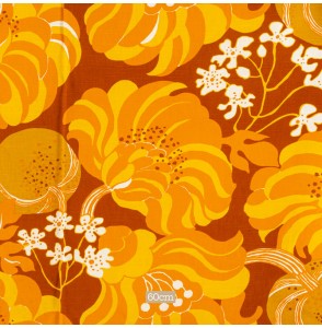 Tissu vintage fleuri orange