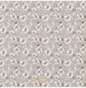 Tissu coton gris fleuri